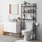 3-Tier Industrial Over-The-Toilet Storage Shelf | Freestanding Bathroom Organizer with Toilet Paper Holder & 4 Hooks | Heavy-Duty Metal Wire Rack, Space-Saving Brown Design